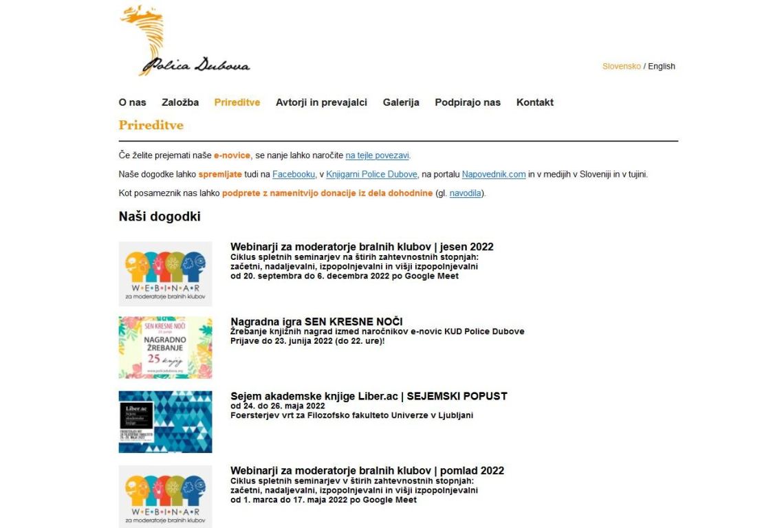 Stare spletne strani KUD Police Dubove (2011–2021)
